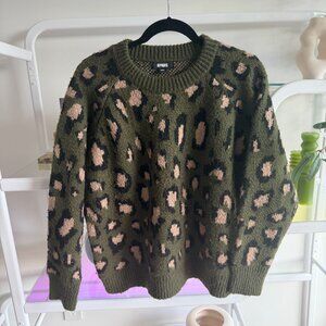 Apparis Olive and Black Leopard Print Sweater